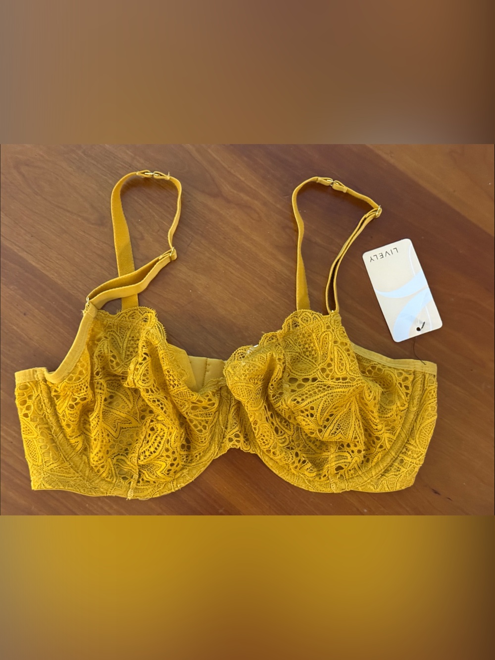 Lively Lace Underwire Bra in Tumeric NWT 38c